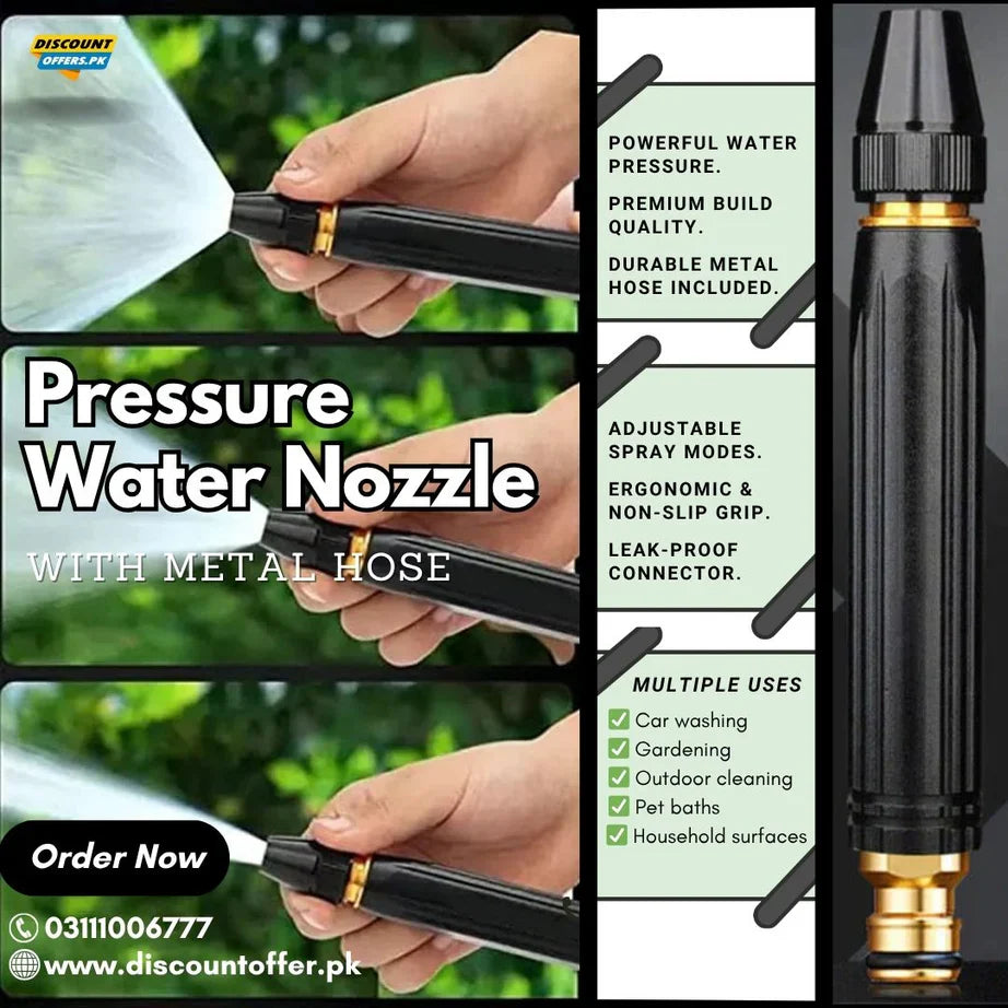 Mega Sale Offer - Imported High Quality Professional Pressure Water Nozzle with Metal Hose