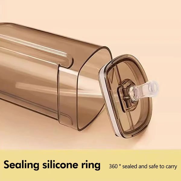 600ml-Bus Shaped Water Bottle With Straw & Strap